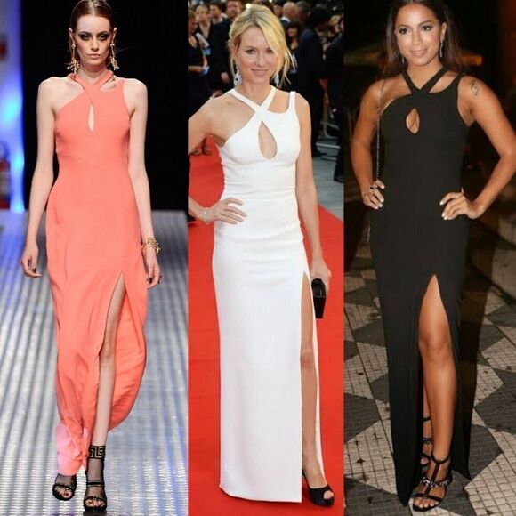VERSACE x Riacheulo pink maxi cutout sleeveless high slit dress size 40 US XS - Picture 1 of 9